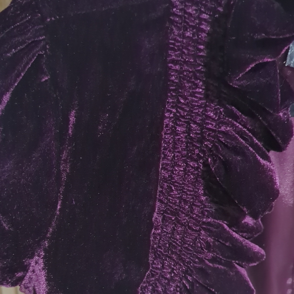💜 Whimsigoth Ruffled Merlot Bolero Jacket - Picture 8 of 10